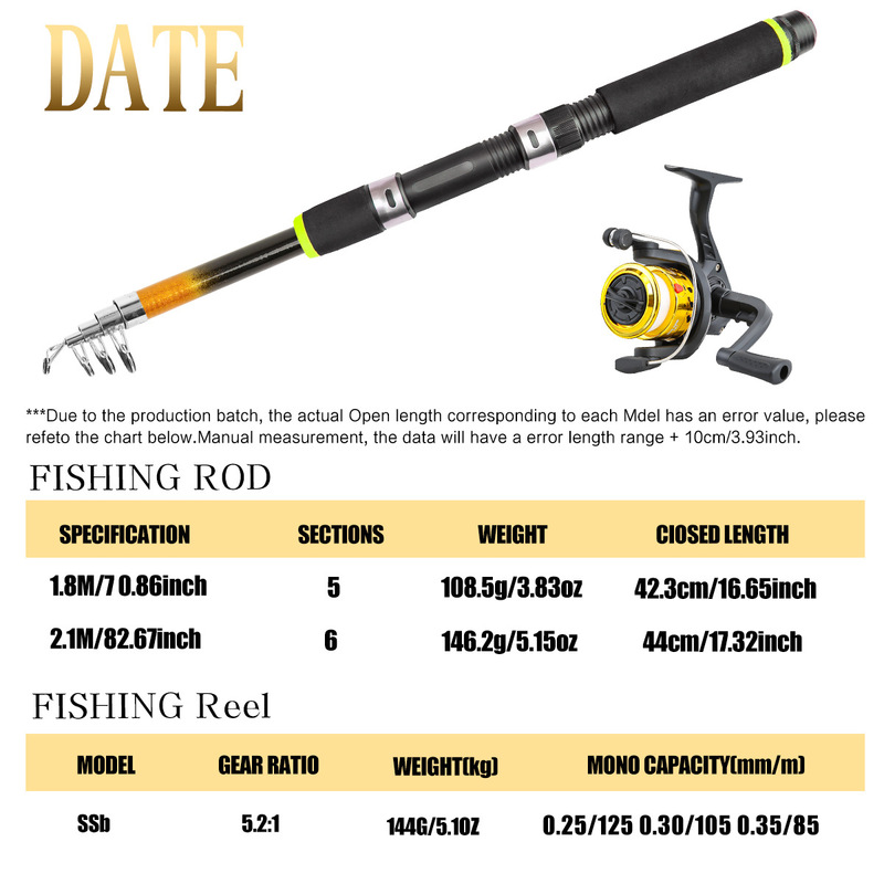 Telescopic Fishing Rod Set Fib - Freshwater Line review and price
